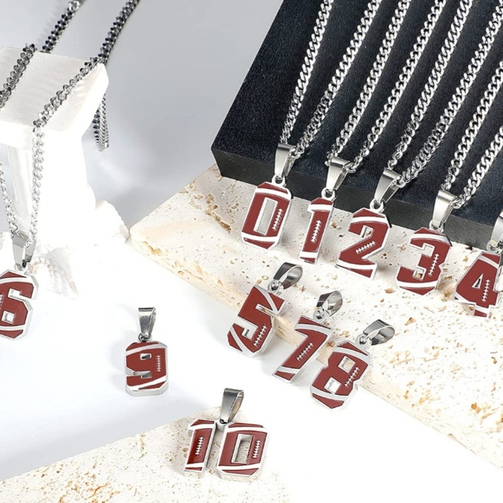 COPY - Stainless steel football number necklace. All numbers usually avail. Ple…